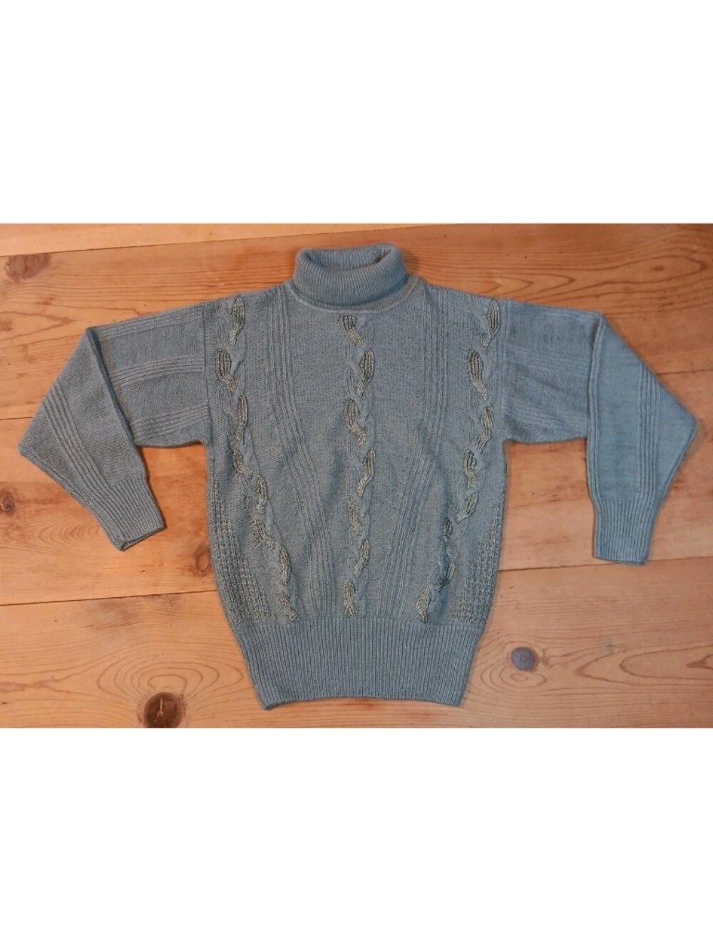 Vintage Suzelle Turtleneck Sweater Womens M Wool Angora Blend Green Pullover